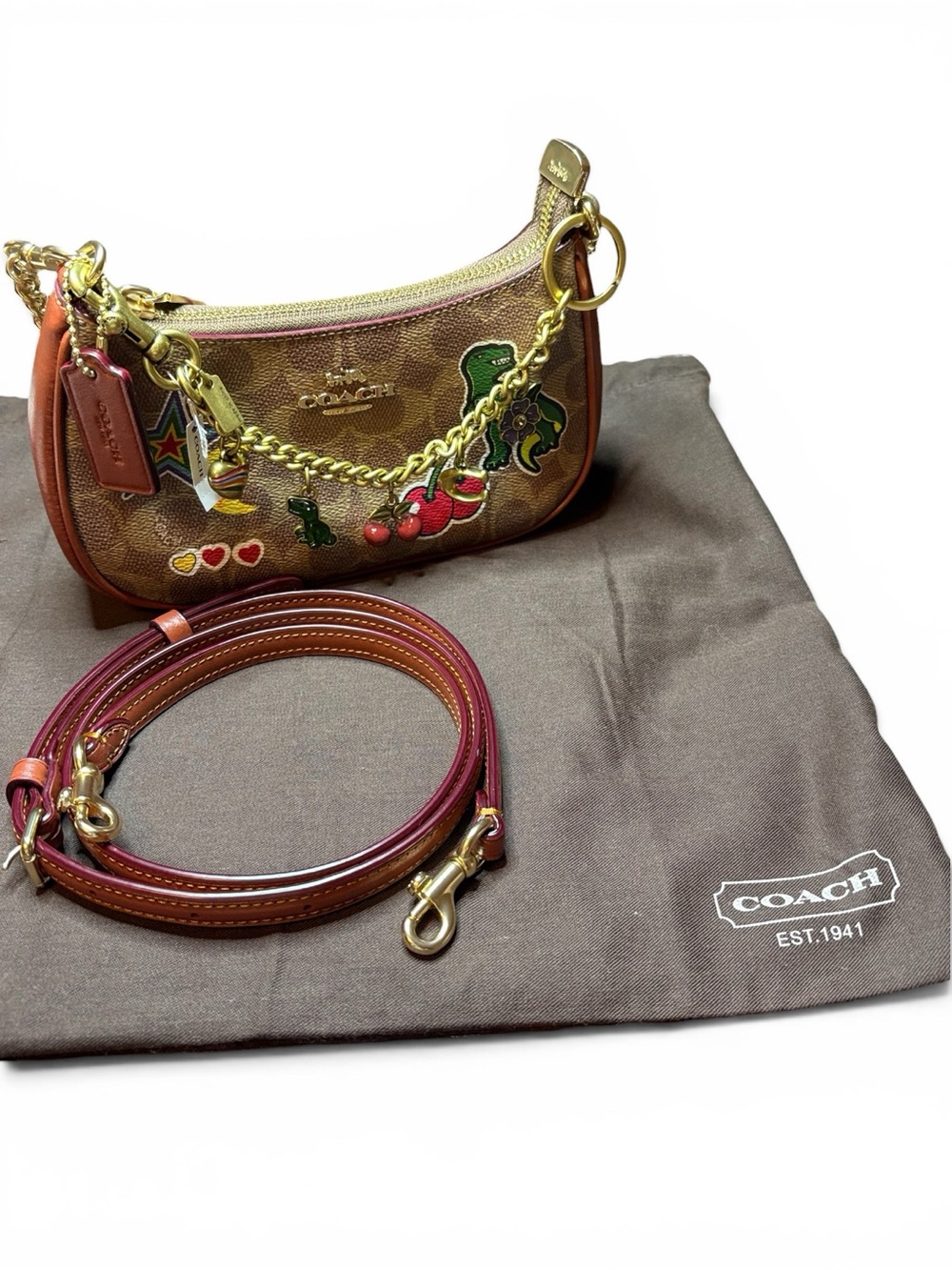 COACH Teri Mini Rexy Sticker Crossbody + Motif Charm Set NWOT